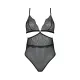 Боді Passion AMBERLY BODY black, L/XL, відкрита спина, низ стрінги
