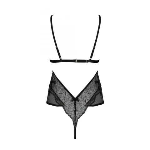 Боді Passion AMBERLY BODY black, L/XL, відкрита спина, низ стрінги