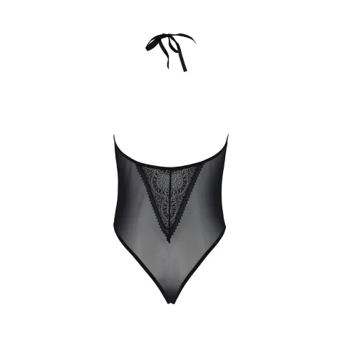 Боди Passion DROSERA BODY черного цвета, размер S/M, высокие вырезы, верх на завязках