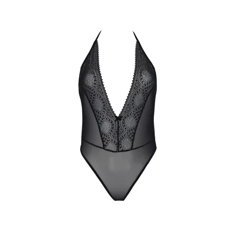 Боді Passion DROSERA BODY black, XXL/XXXL, високі вирізи, верх на зав’язках