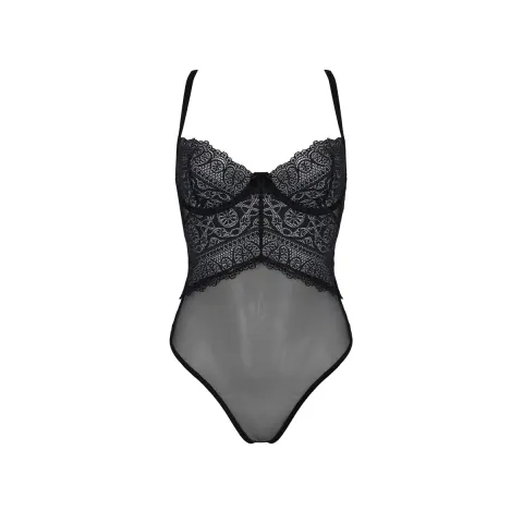 Боді Passion KERRIA BODY black, L/XL, з високими вирізами та верхом балконет