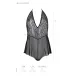 Боди Passion LEAFA BODY черного цвета, размер XXL/XXXL, на завязках, с мягкими чашками, низ в виде шортиков