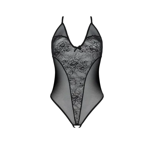 Боди с ажурным декором и открытым шагом Passion URSULA BODY XXL/XXXL, черный