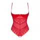 Боди с вырезом Obsessive Ingridia crotchless teddy XL/2XL, красное, открытая грудь