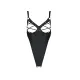 Боди из экокожи Passion CELIN BODY S/M, черный, с вырезом, открытый