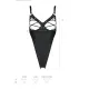 Боди из экокожи Passion CELIN BODY S/M, черный, с вырезом, открытый