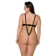 Боди из экокожи Passion CELINE BODY 4XL/5XL черного цвета, с вырезом, открытый