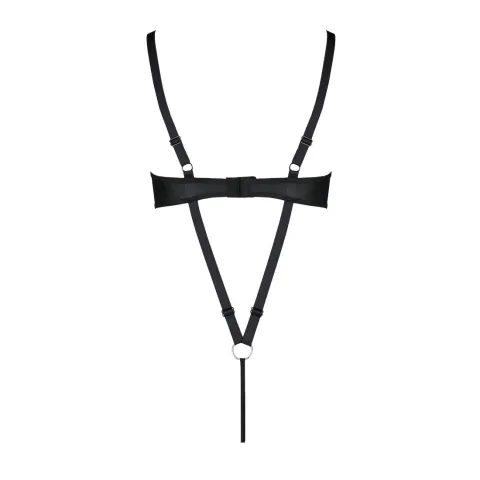 Боди из экокожи Passion CELINE BODY 4XL/5XL черного цвета, с вырезом, открытый