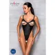 Боди из экокожи Passion CELINE BODY XXL/XXXL, черный, с вырезом, открытый