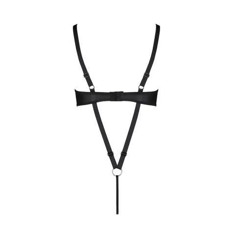Боди из экокожи Passion CELINE BODY XXL/XXXL, черный, с вырезом, открытый