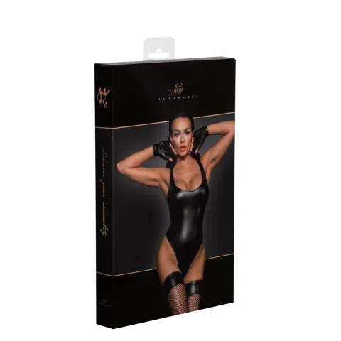 Боди с мокрим эффектом Noir Handmade F244 Powerwetlook body с высоким вырезом нижней части, M