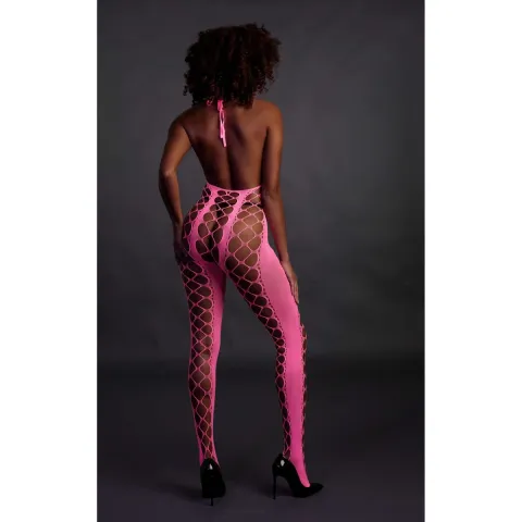 Бодістокінг - Ouch! Bodystocking With Halterneck, рожевий XS/XL