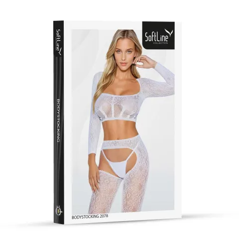 Бодістокінг - Bodystocking 2078, білий - One Size