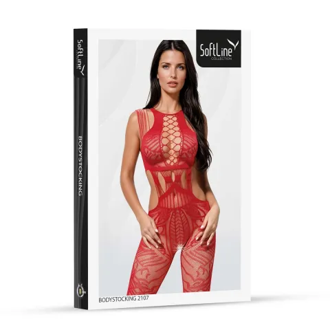 Бодістокінг - Bodystocking 2107 червоний - One Size