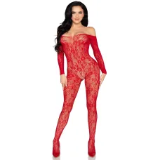 Бодістокінг Leg Avenue Crotchless Fishnet Bodystocking One Size Red