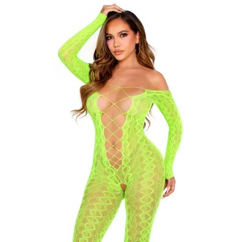 Бодістокінг Leg Avenue Безпромежность Бельё без ног Бодистокинг One Size Neon Green