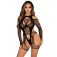 Боди-стокинг Leg Avenue с сетчатыми подвязками и тедди, один размер, черный