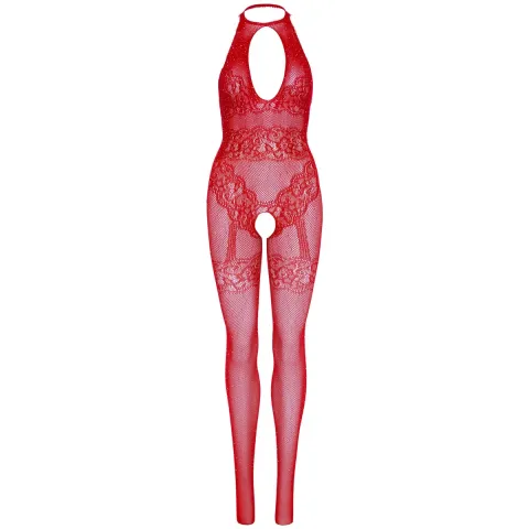 Бодістокінг Leg Avenue Rhinestone Lace and Net, One Size, червоний, зі стразами, відкритий доступ