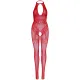 Бодістокінг Leg Avenue Rhinestone Lace and Net, One Size, червоний, зі стразами, відкритий доступ