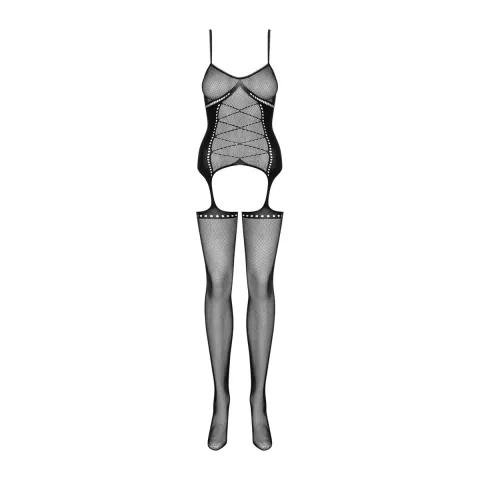 Боди-чулок Obsessive Bodystocking G314 S/M/L, имитация корсета и корсетной шнуровки