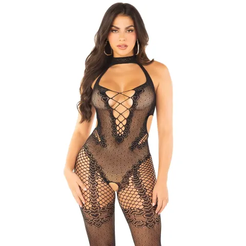 Бодичулг с доступом Leg Avenue Бодичулг с сердцем One Size, чёрный, декольте