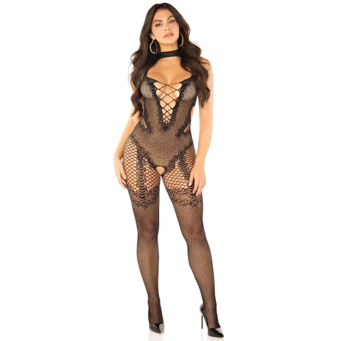 Бодичулг с доступом Leg Avenue Бодичулг с сердцем One Size, чёрный, декольте