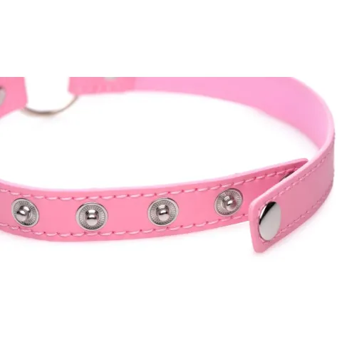 Чокер Master Series Kinky Kitty Ring Slim Choker - розовый