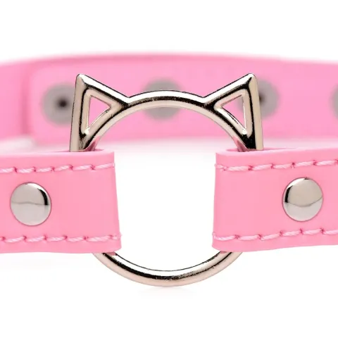 Чокер Master Series Kinky Kitty Ring Slim Choker - розовый