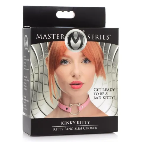 Чокер Master Series Kinky Kitty Ring Slim Choker - розовый