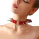 Чокер в форме сердца с крупными шипами, из натуральной кожи Art of Sex — Crystal, цвет: красный