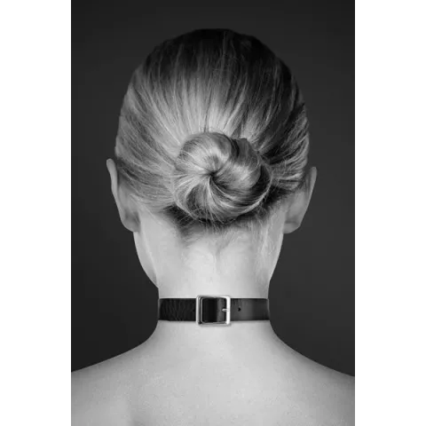 Чокер с кольцом для поводка Bijoux Pour Toi — FETISH Black, экокожа