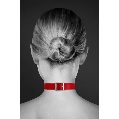 Чокер с кольцом для поводка Bijoux Pour Toi — FETISH Red, экокожа