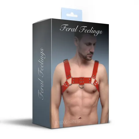 Мужская нагрудная портупея Feral Feelings — Bulldog Harness Red
