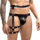Мужские подвязки из натуральной кожи Art of Sex — Serge, цвет: черный, размер: L–2XL