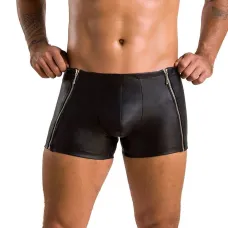Мужские кожаные боксеры с молниями Passion 049 SHORT MATT XXL/XXXL Чёрный