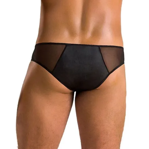 Мужские тапочки на молнии Passion 042 SLIP TIMMY L/XL Чёрная, эко-кожа, сетка