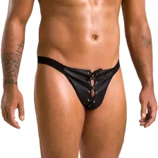 Мужские шнуровки Passion 044 SLIP BEN XXL/XXXL Чёрные, эко-кожаные, люверы