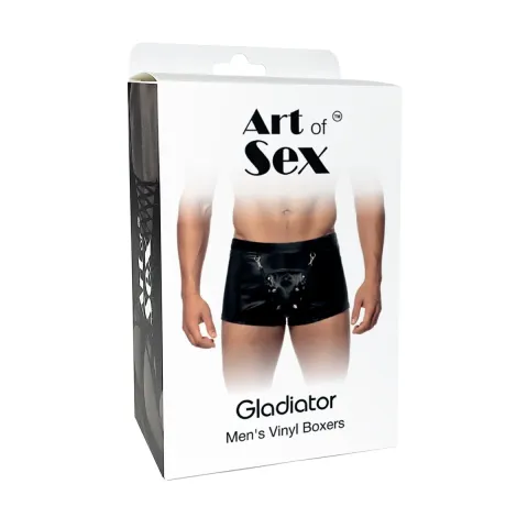 Мужские трусы с сюрпризом Art of Sex — Gladiator, черные с эффектом мокрого бархата, размер XL