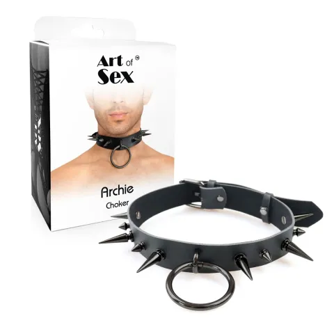 Мужской чокер с шипами Art of Sex — Archie Leather and Spikes