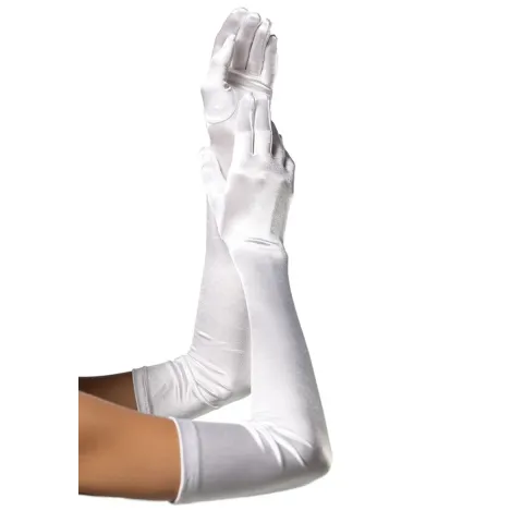 Leg Avenue Extra Long Satin перчатки, один размер, белые