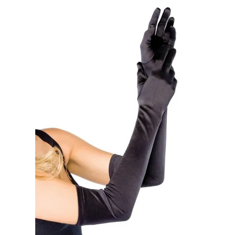 Leg Avenue Extra Long Satin перчатки, один размер, чёрный
