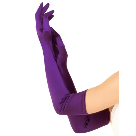 Длинные атласные перчатки Leg Avenue Extra Long Satin Gloves, один размер, фиолетовые