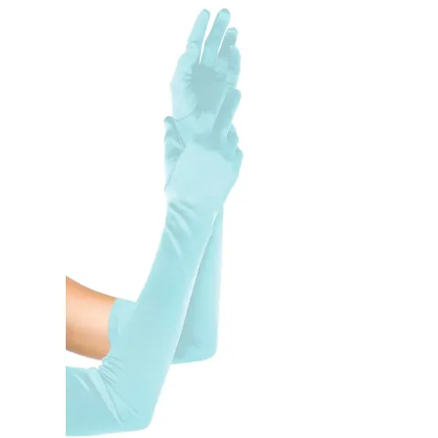 Длинные атласные перчатки Leg Avenue Extra Long Satin Gloves, один размер, светло-голубые