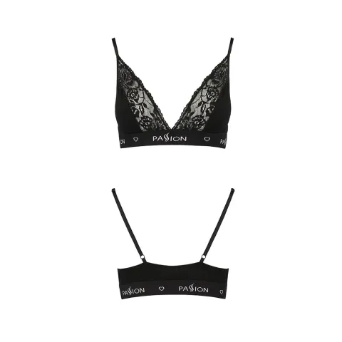 Еластичний топ з мереживом Passion PS001 TOP L, black