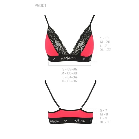 Эластичный топ с кружевом Passion PS001 TOP L, красно-черный