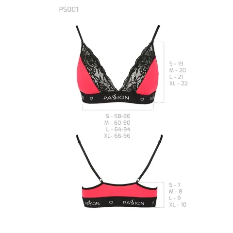 Эластичный топ с кружевом Passion PS001 TOP M, красно-черный