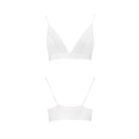 Эластичный топ с кружевом Passion PS001 TOP M, белый