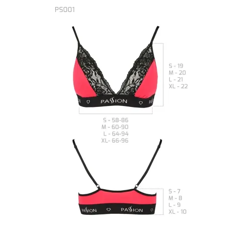 Эластичный топ с кружевом Passion PS001 TOP S, красно-черный