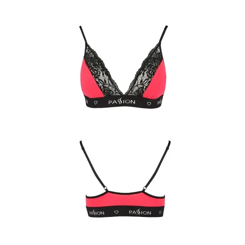 Эластичный топ с кружевом Passion PS001 TOP XL, красно-черный