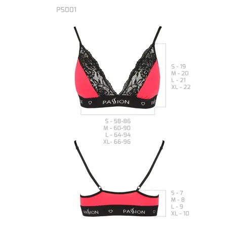 Эластичный топ с кружевом Passion PS001 TOP XL, красно-черный